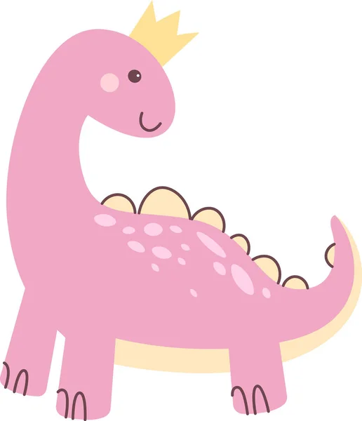 Barn Dinosaurie Prinsessa Vektor Illustration — Stock vektor
