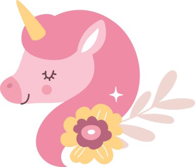 Çiçek Vektörü İllüstrasyonlu Tekboynuz Kaydırılıyor