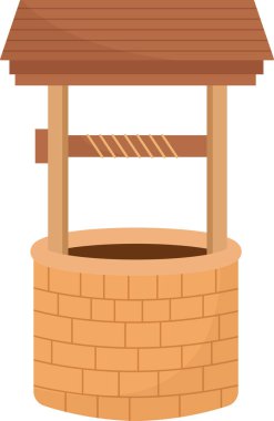 Tuğla Su Kuyusu Vektör İllüstrasyonu