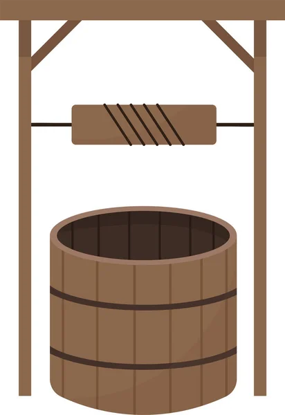 Ilustração Madeira Vetor Poço Água —  Vetores de Stock