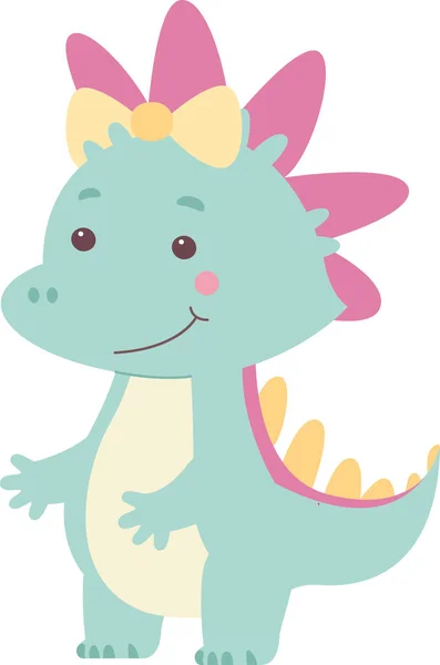 Дитяча Дівчинка Динозавр Дитячі Векторні Ілюстрації — стоковий вектор