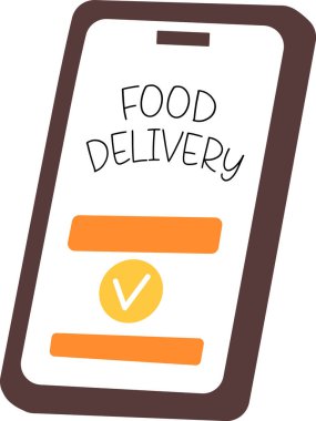 Akıllı Telefon ve Yemek Teslimatı Uygulama Vektörü İllüstrasyonu