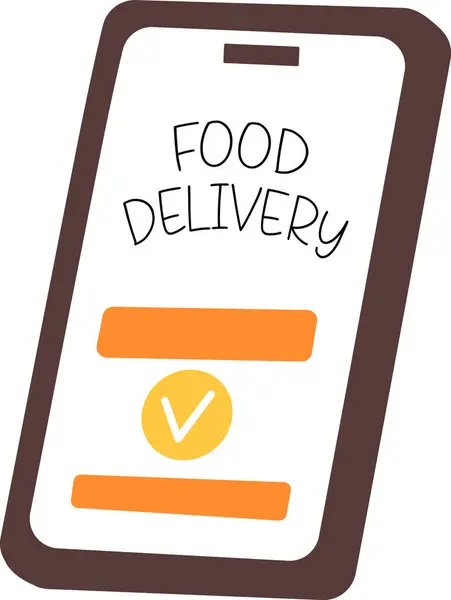 Смартфон Векторной Иллюстрацией Применения Пищевых Продуктов — стоковый вектор