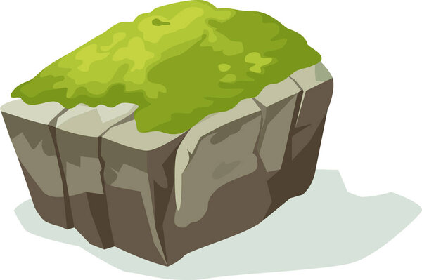 Moss On Old Gray Stone Vector Illustration