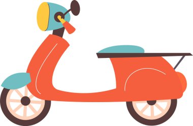 Retro Scooter Araç Vektör İllüstrasyonu