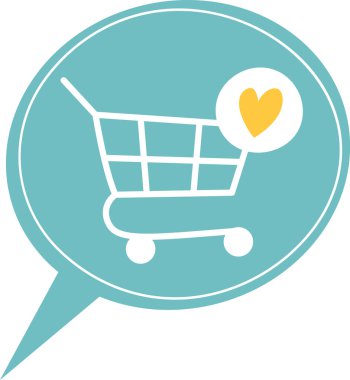 Alışveriş Arabası İllüstrasyonlu Konuşma Baloncuğu