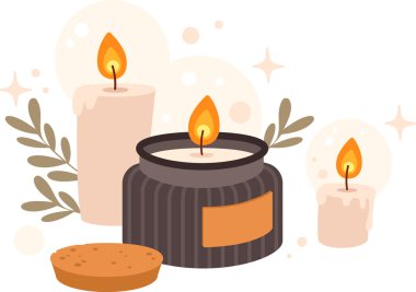 Mumlar Hygge Bileşim Vektörü İllüstrasyonu
