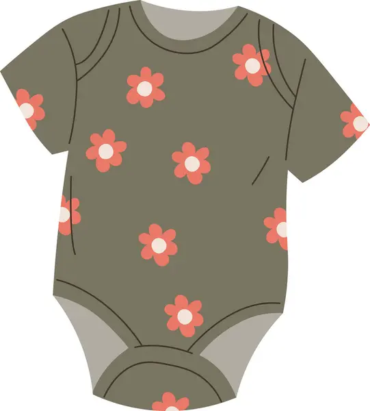 Inggris Children Bodysuit Flowers Vector Illustration - Stok Vektor