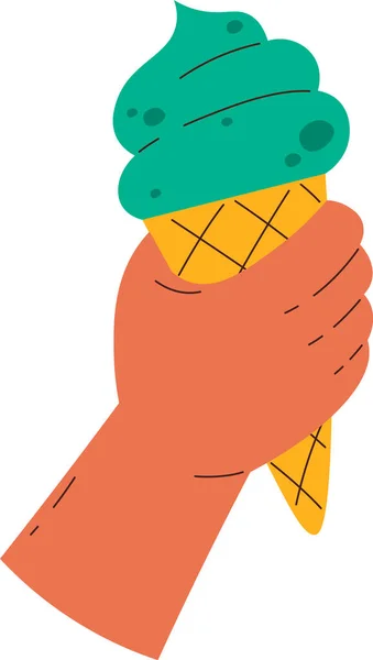 Hand Vasthouden Ice Cream Vector Illustratie — Stockvector