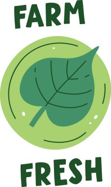 Yaprak Vektörü İllüstrasyonlu Yuvarlak Etiket