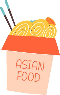 Asya Gıda Kutusu Vektör İllüstrasyonu