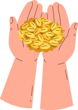 Elleri Buğday Tanesi Vektörü İllüstrasyonu