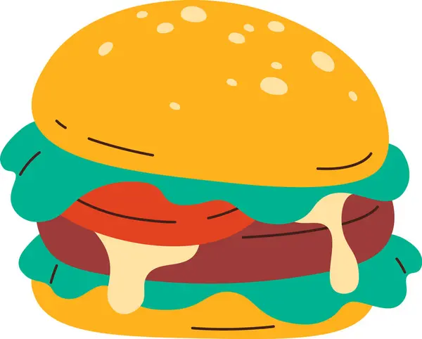 Ilustração Vetor Hambúrguer Fast Food —  Vetores de Stock