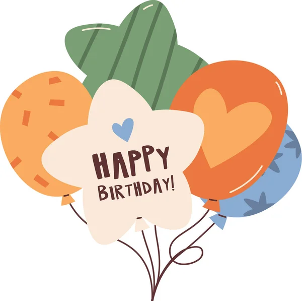 Zadowolony Urodziny Balony Bukiet Wektor Ilustracji — Wektor stockowy