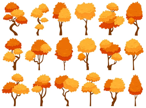 Φθινοπωρινή Βλάστηση Κήπων Δασών Κίτρινο Και Πορτοκαλί Πλούσια Φυλλώματα Στέμμα — Διανυσματικό Αρχείο