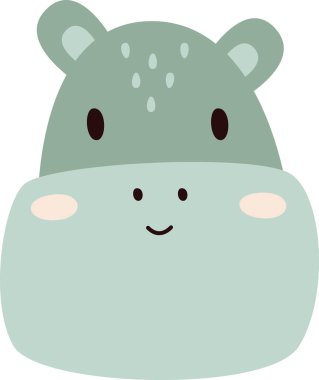 Hippo Hayvan Başı Vektör İllüstrasyonu