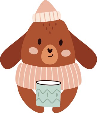 Kahve bardağı taşıyıcı illüstrasyonlu köpek.