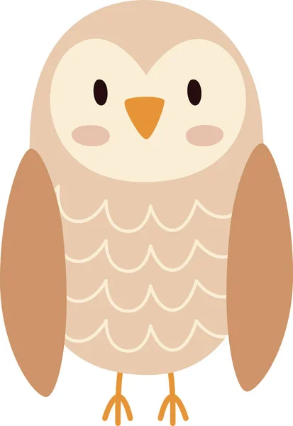 Owl Bird Childish Vector Ilustração — Vetor de Stock