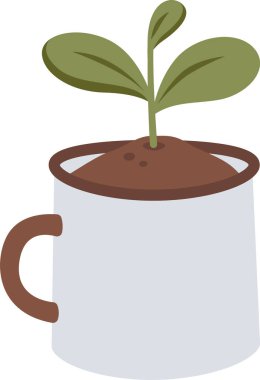 Kupa Vektörü İllüstrasyonunda Bitki Filizi