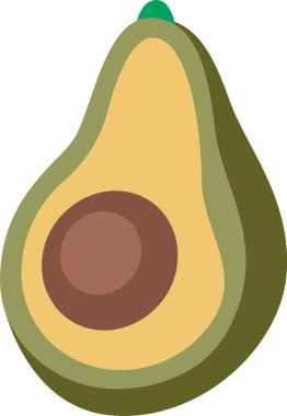 Avokado Meyve Dilimi Vektör İllüstrasyonu