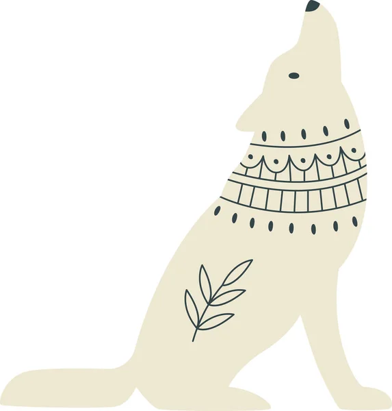 Wolf Met Scandinavische Patroon Vector Illustratie — Stockvector