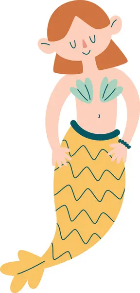 Childish Mermaid Creature Vector Illustration — Stock Vector
