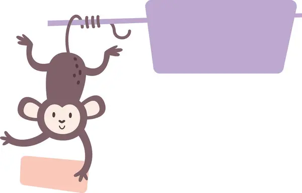 Monkey Holding Blank Banner Ilustração Vetorial — Vetor de Stock