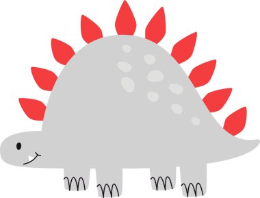 Şirin Çocuk Dinozor Vektör İllüstrasyonu