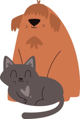 kedi ve köpek vektör illüstrasyonu