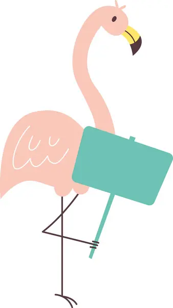 Flamingo Holding Blank Banner Vektor Illustration — Stock vektor