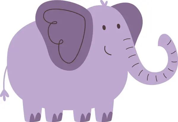 Childish Elephant Animal Vector Illustratie — Stockvector