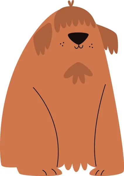 Sentado Cartoon Dog Vector Ilustração — Vetor de Stock