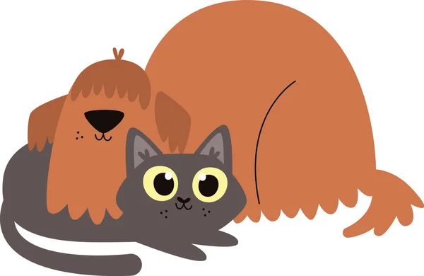 Kot Pies Przyjaźń Wektor Ilustracja — Wektor stockowy