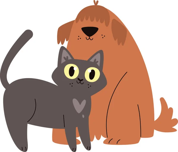 Ilustração Vetor Gato Cão — Vetor de Stock