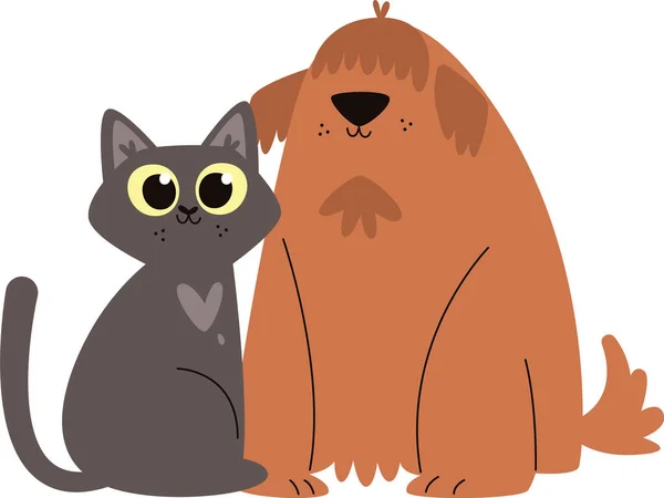 Векторная Иллюстрация Дружбы Кошек Собак — стоковый вектор
