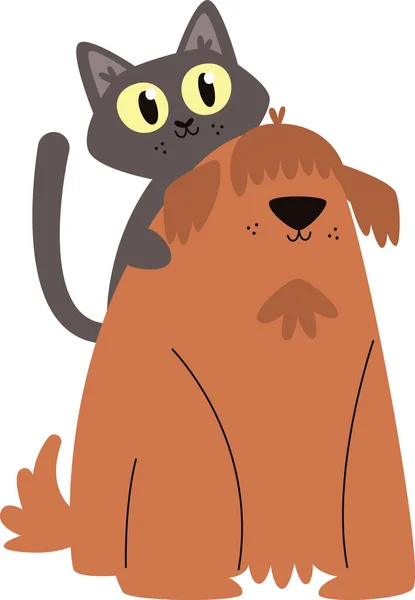Kot Pies Przyjaźń Wektor Ilustracja — Wektor stockowy