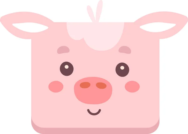 Pig Square Face Vector Illustration — Stockvektor