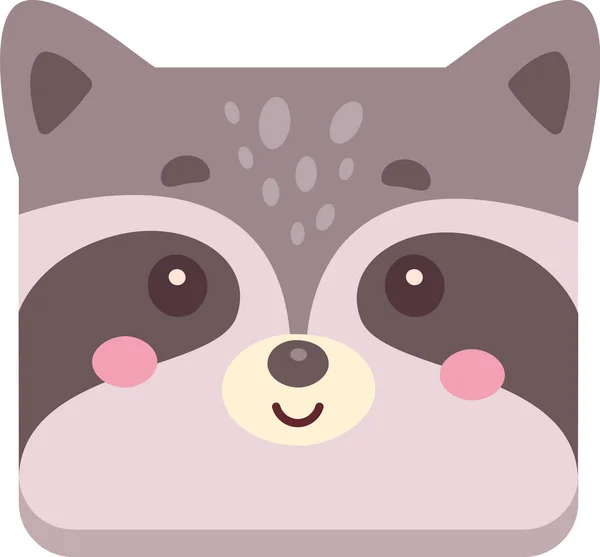 Raccoon Square Face Vector Ilustração —  Vetores de Stock