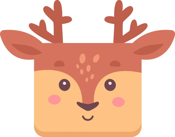Deer Square Face Vector Illustration — Stock Vector