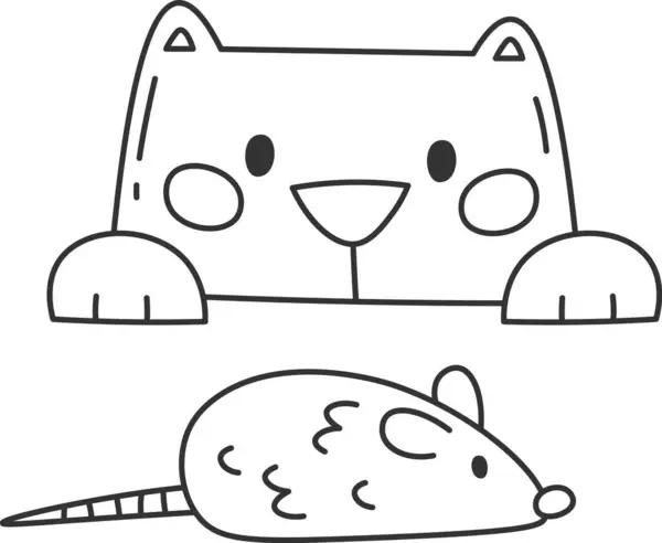 고양이와 마우스 일러스트레이션 — 스톡 벡터