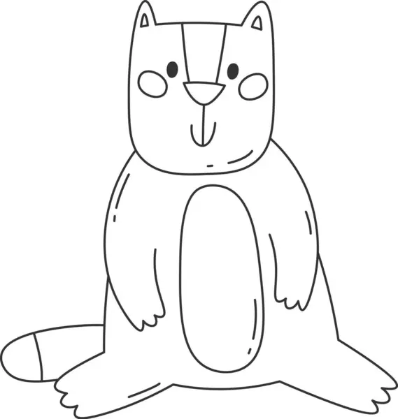 Sitting Cat Lined Vector Illustration — Stockový vektor