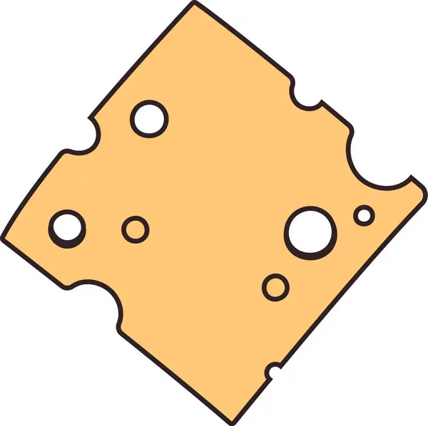 Cheese Slice Doodle Vector Illustration — Stockvektor