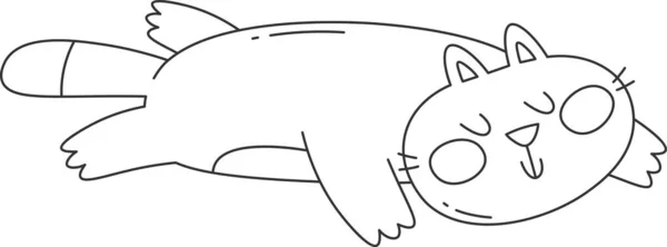 Slapen Cat Lined Vector Illustratie — Stockvector