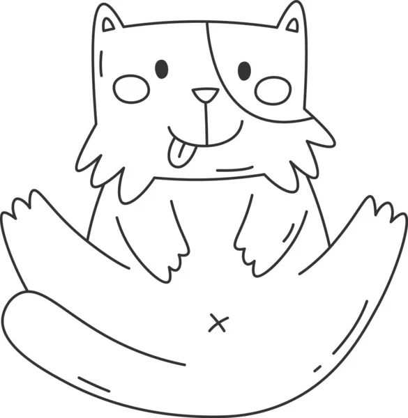 Grappig Cat Lined Vector Illustratie — Stockvector