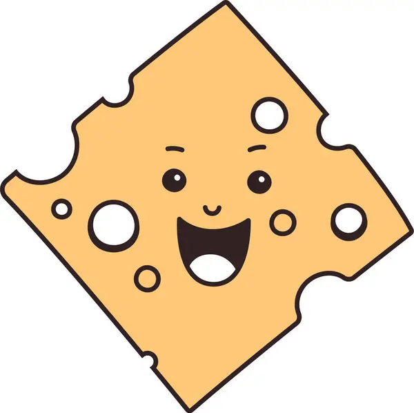 Cheese Slice Character Vector Illustration — Stockvektor