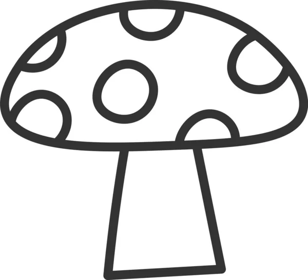 Mushroom Plant Outline Vector Illustration — Stock Vector