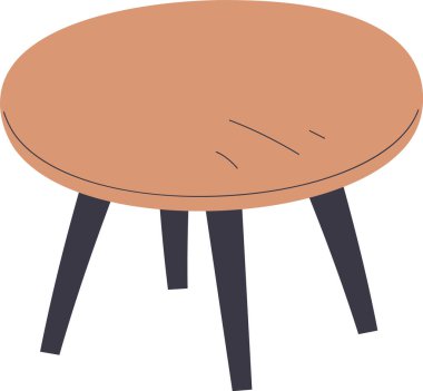 Yuvarlak Masa Mobilya Vektörü İllüstrasyonu