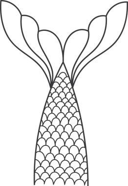 Denizkızı Kuyruklu Vektör Çizimi