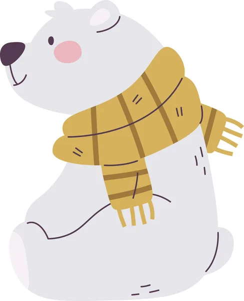 Isbjörn Med Scarf Vektor Illustration — Stock vektor