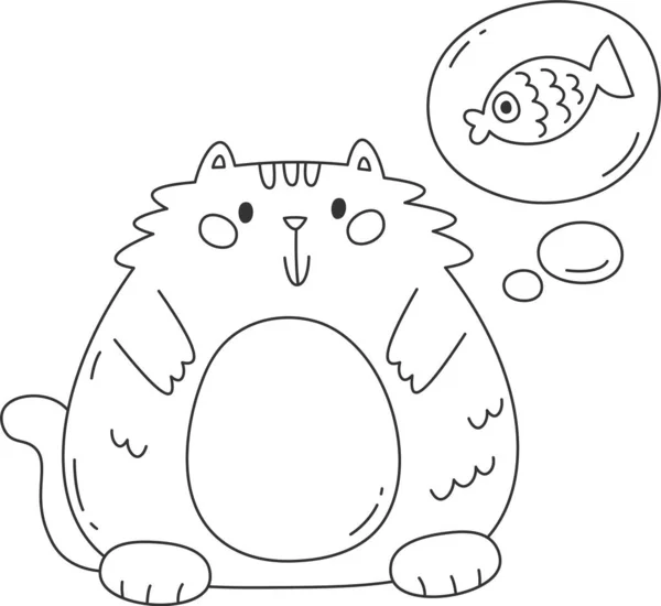Sonhando Cat Lined Vector Ilustração — Vetor de Stock